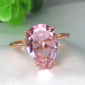 NEW Pink sapphire Ring Pear Cut Sapphire Rose Gold Plated RingGem Stone Ring
